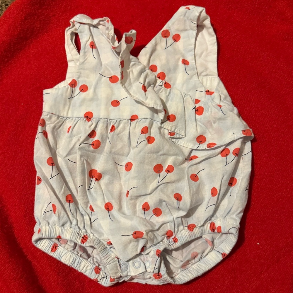 Cat & Jack White Romper with Red Cherry Print